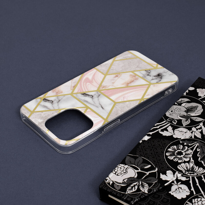 Husa iPhone 13 Pro Techsuit Marble, roz