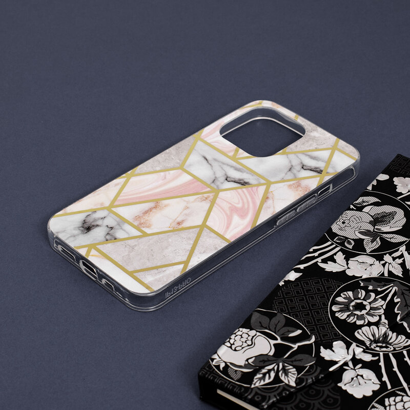Husa iPhone 13 Pro Techsuit Marble, roz