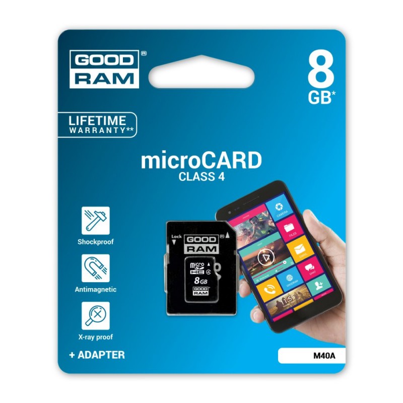 Card de memorie Class 4 MicroSDHC 8 GB Goodram + Adaptor SD