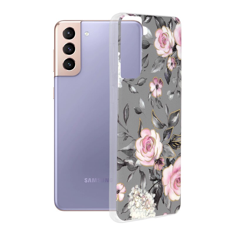 Husa Samsung Galaxy S21 Plus 5G Techsuit Marble, Bloom of Ruth Gray