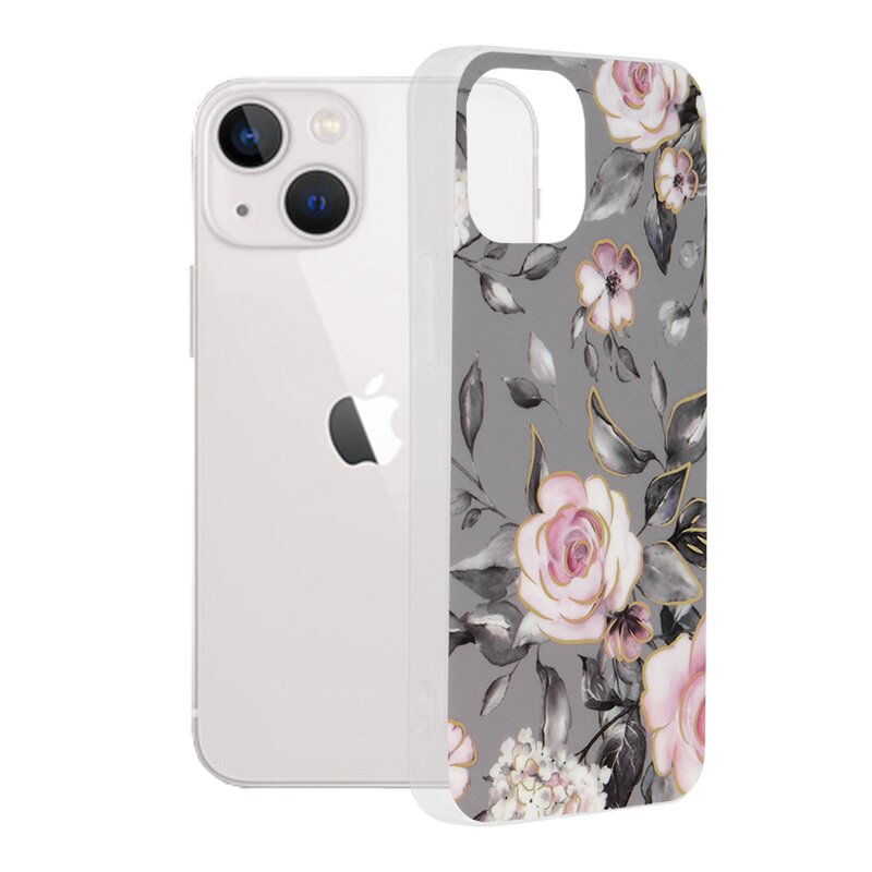 Husa iPhone 13 mini Techsuit Marble, Bloom of Ruth Gray