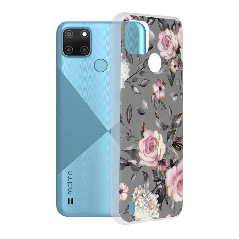 Husa Realme C21Y Techsuit Marble, Bloom of Ruth Gray