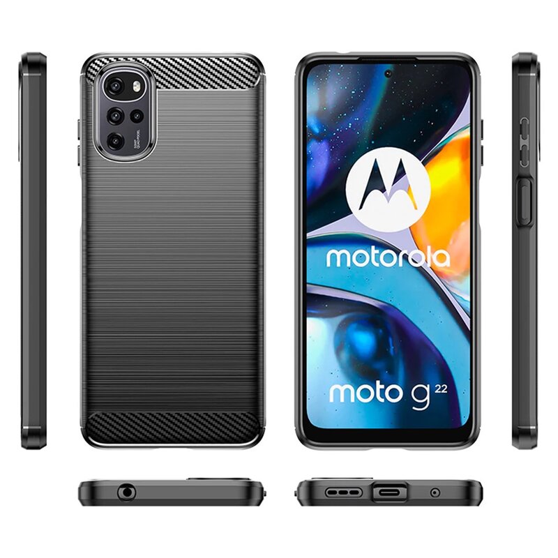 Husa Motorola Moto G22 Techsuit Carbon Silicone, negru