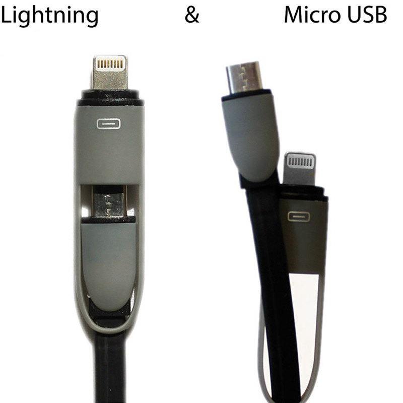 Cablu De Date 2in1 Lightning/ Micro-USB  - Negru