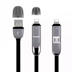 Cablu De Date 2in1 Lightning/ Micro-USB  - Negru