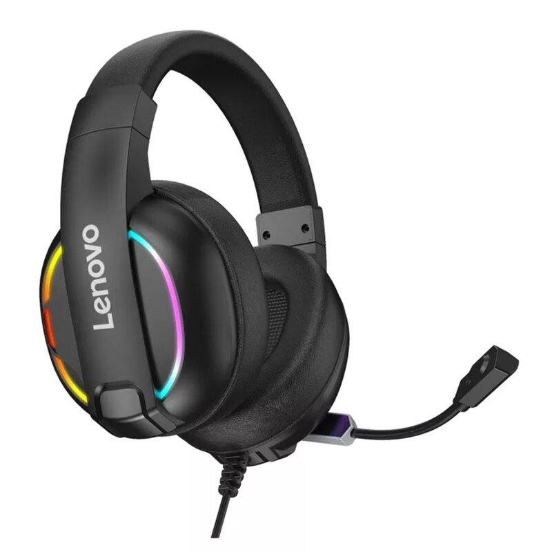 Casti RGB gaming cu microfon noise canceling Lenovo HU75
