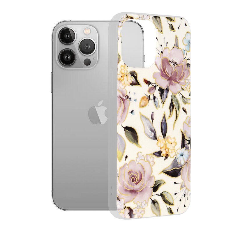 Husa iPhone 13 Pro Max Techsuit Marble, Chloe White