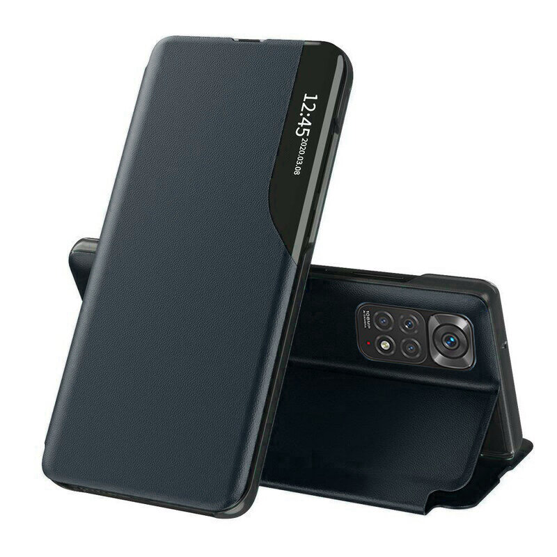 Husa Xiaomi Redmi Note 11 Eco Leather View flip tip carte, albastru