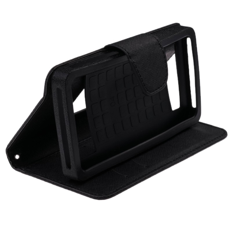 Husa flip carte cu inchidere magnetica pentru telefoane intre 4.3 - 4.8 inch - Negru MyFancy