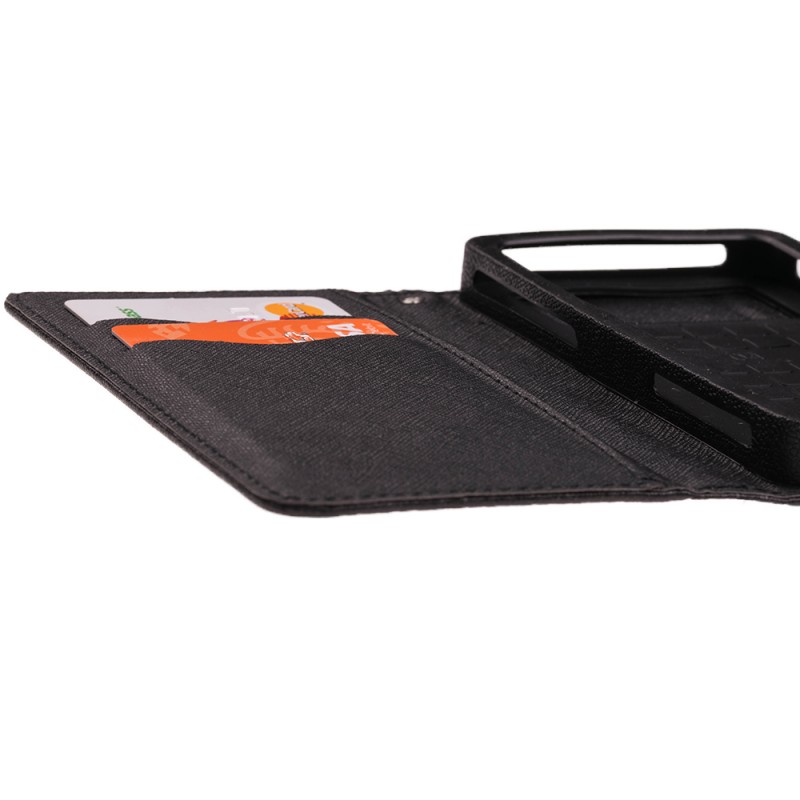 Husa flip carte cu inchidere magnetica pentru telefoane intre 4.3 - 4.8 inch - Negru MyFancy