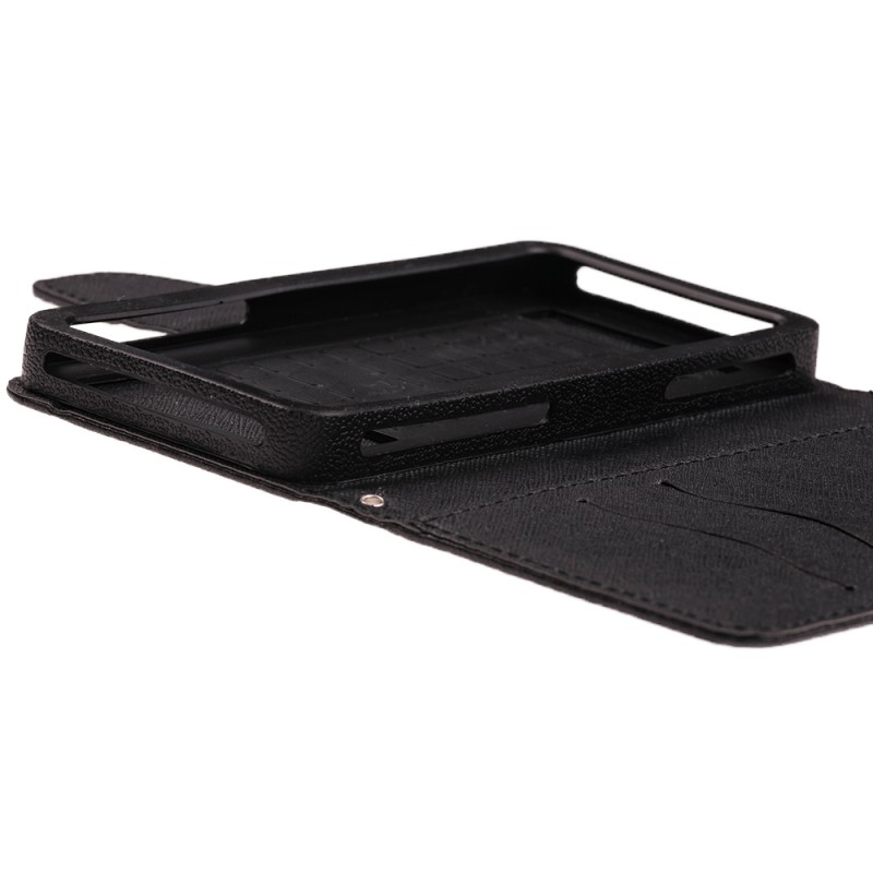 Husa flip carte cu inchidere magnetica pentru telefoane intre 4.3 - 4.8 inch - Negru MyFancy