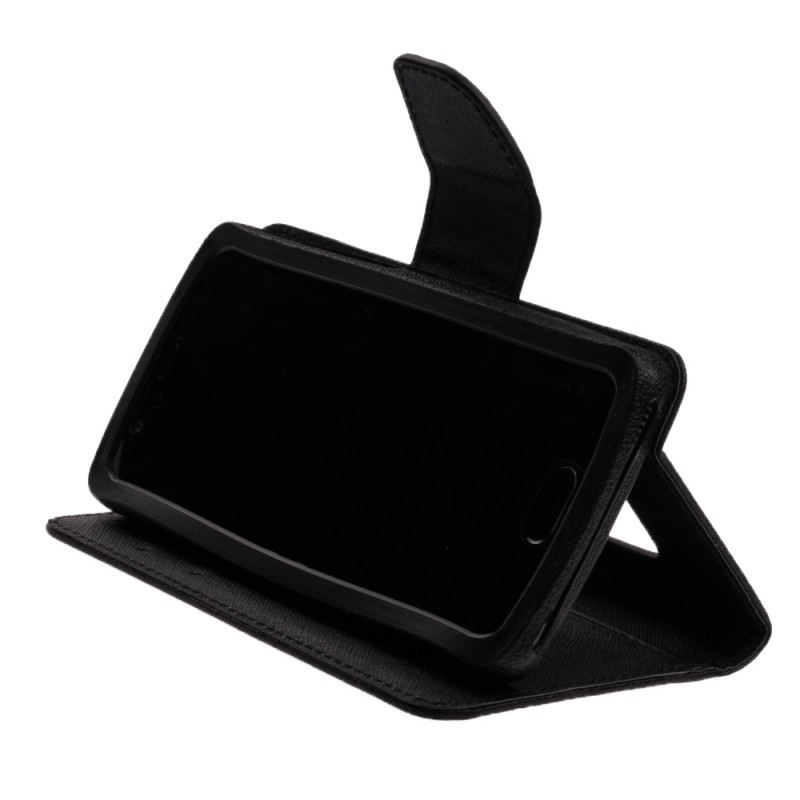 Husa flip carte cu inchidere magnetica pentru telefoane intre 4.3 - 4.8 inch - Negru MyFancy