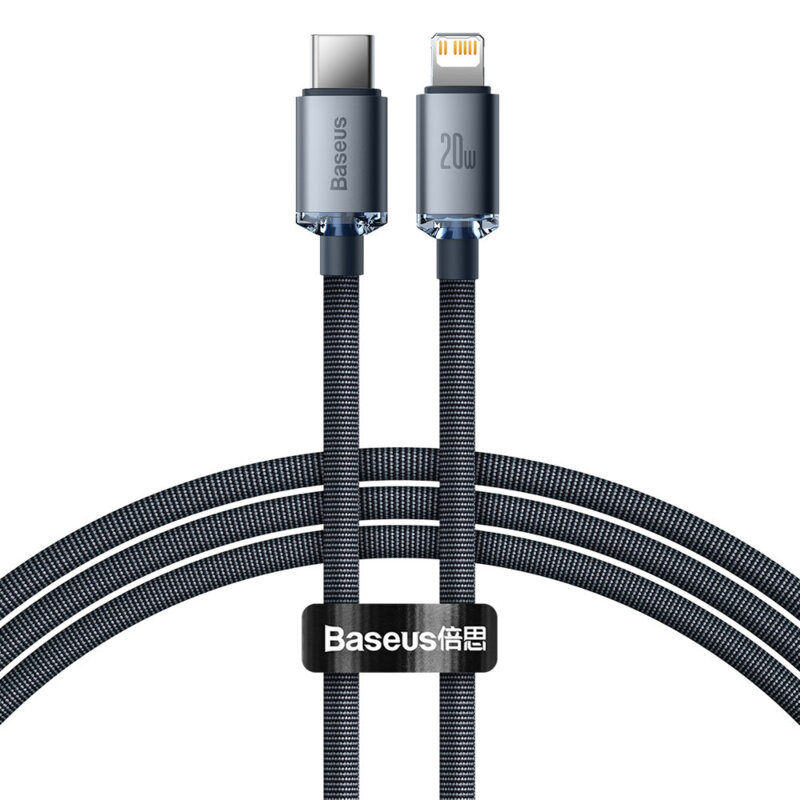 Cablu USB-C Lightning Baseus 20W, 1.2m, negru, CAJY000201