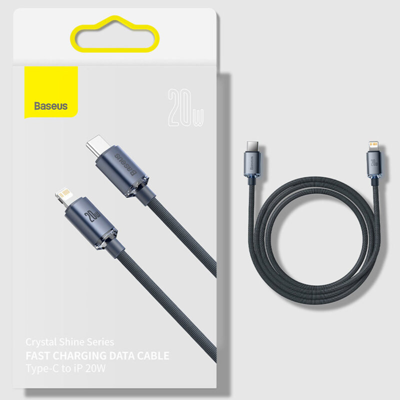 Cablu USB-C Lightning Baseus 20W, 1.2m, negru, CAJY000201
