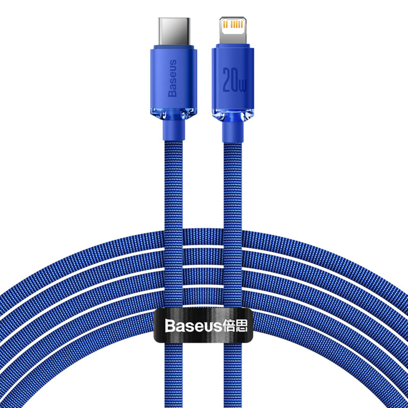 Cablu USB-C Lightning Baseus 20W, 1,2m, albastru, CAJY000203