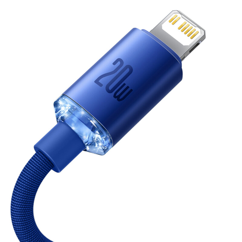 Cablu USB-C Lightning Baseus 20W, 1,2m, albastru, CAJY000203