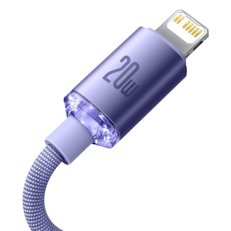 Cablu USB-C Lightning Baseus 20W, 2m,  mov, CAJY000305