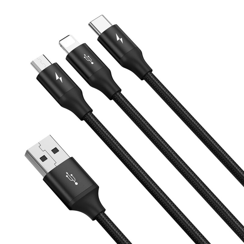 Cablu 3 in 1 tip C, iPhone, Micro-USB Baseus, 1.2m, CAJS000001