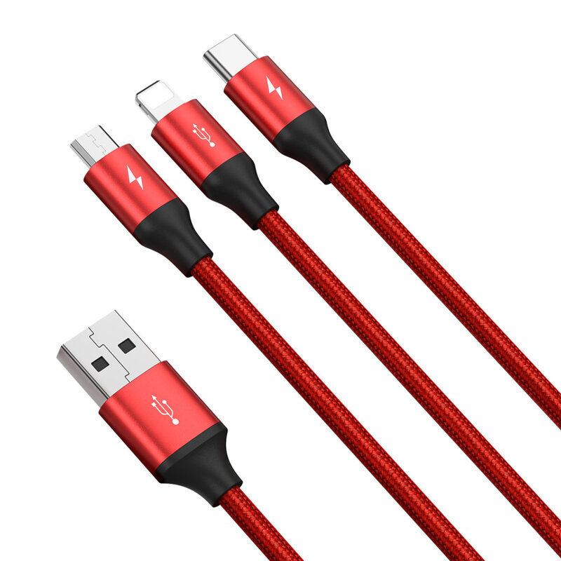 Cablu 3 in 1 tip C, iPhone, Micro-USB Baseus, 1.2m, CAJS000009