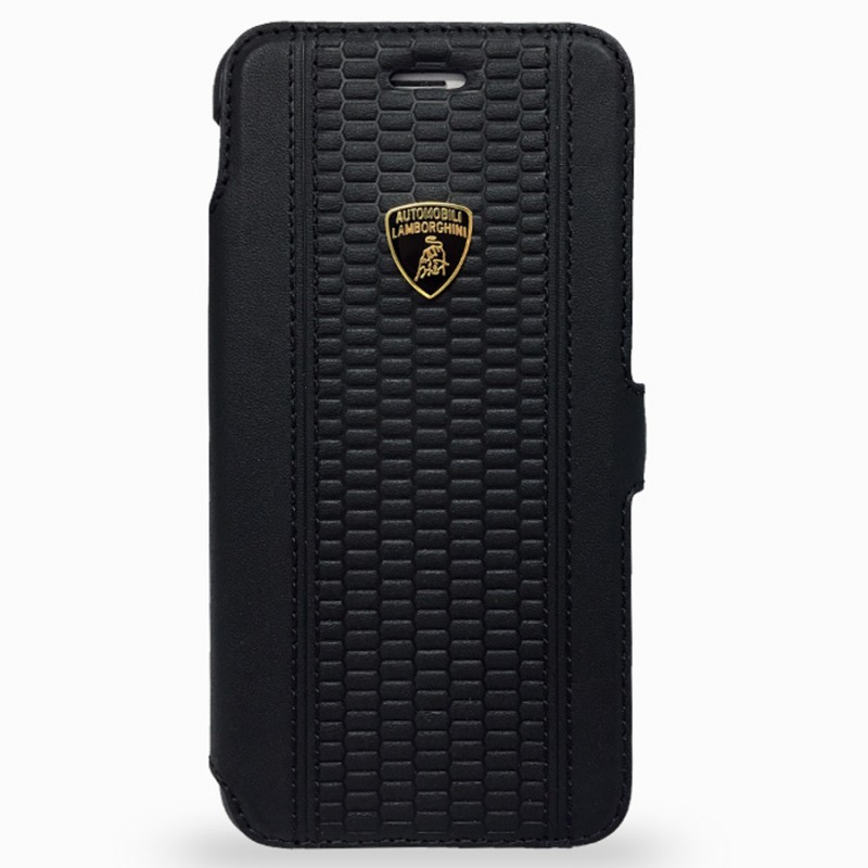 Husa iPhone 6, 6S Lamborghini Huracan D2 Leather Book - Negru