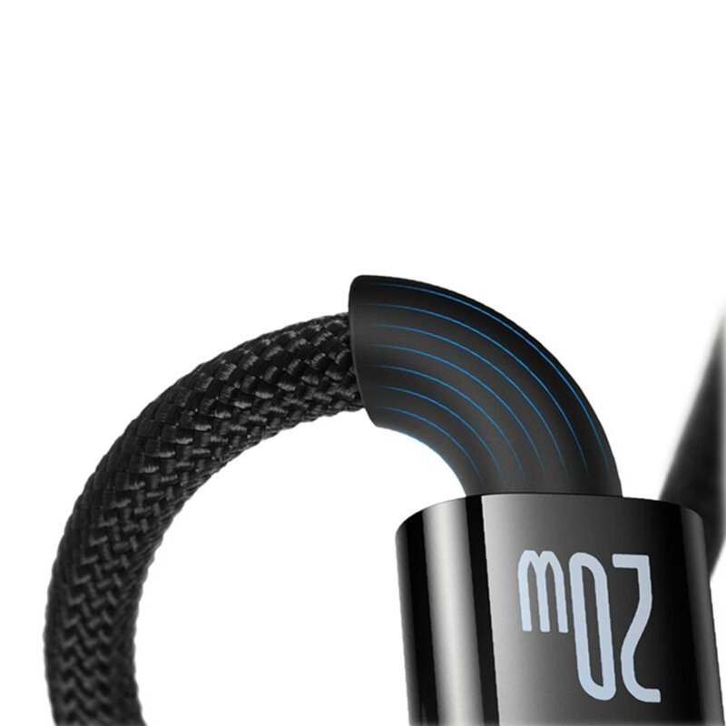 Cablu USB-C la Lightning Baseus 20W, 2m, negru, CATS000101