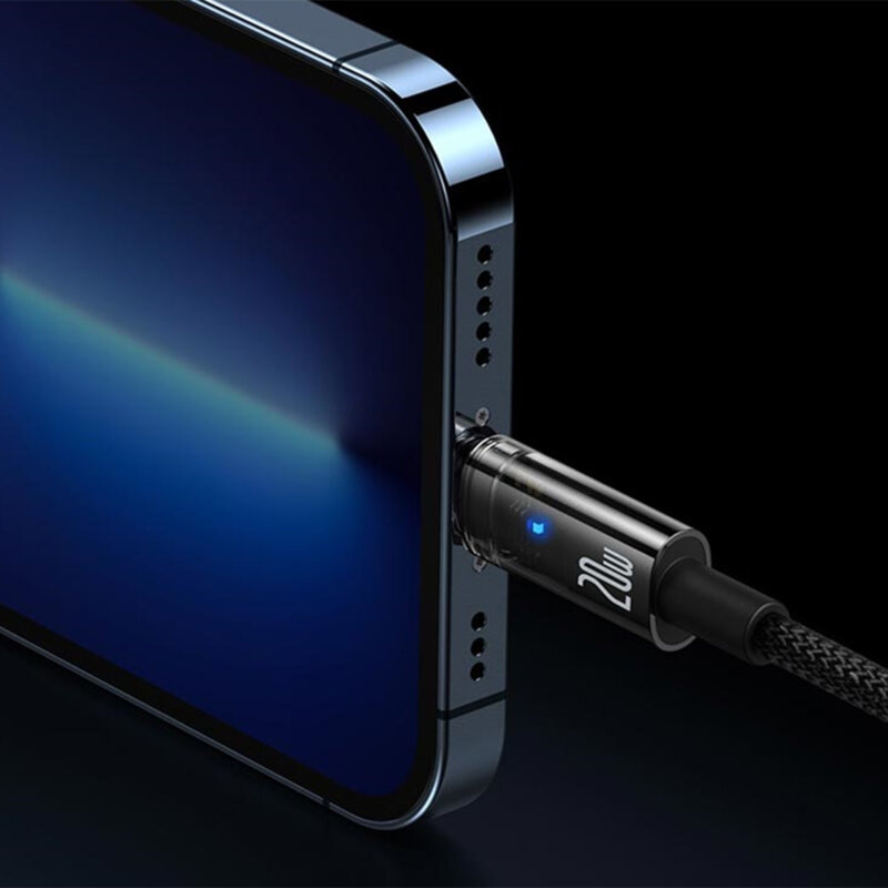 Cablu USB-C la Lightning Baseus 20W, 2m, negru, CATS000101