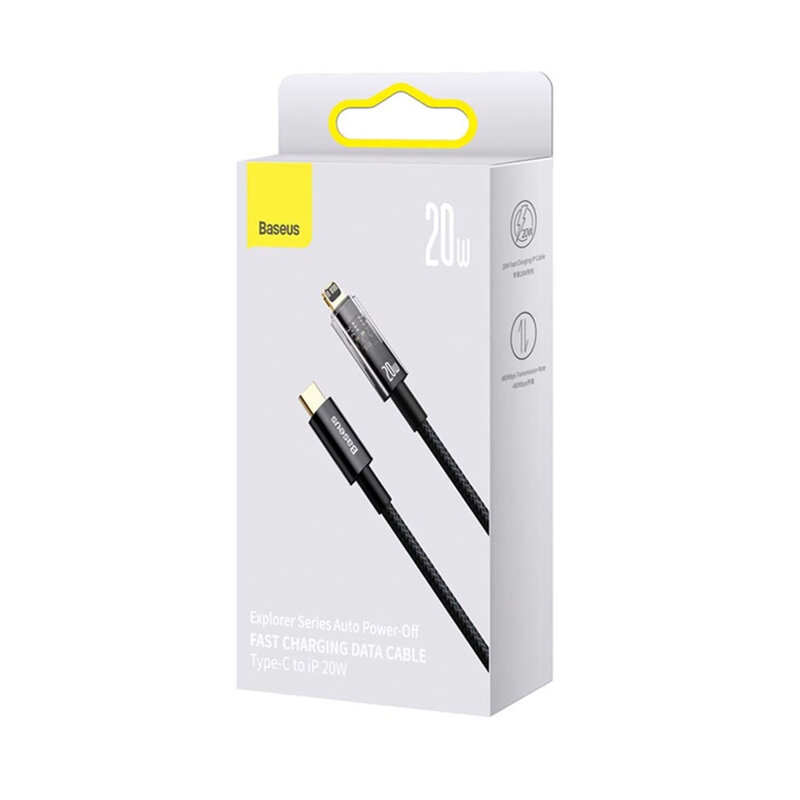 Cablu USB-C la Lightning Baseus 20W, 2m, negru, CATS000101