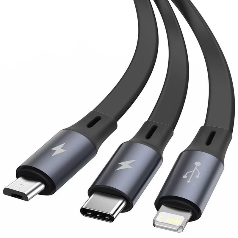 Cablu date Type-C, Micro-USB, Lightning Baseus, 1.2m, negru, CAMLT-MJ01