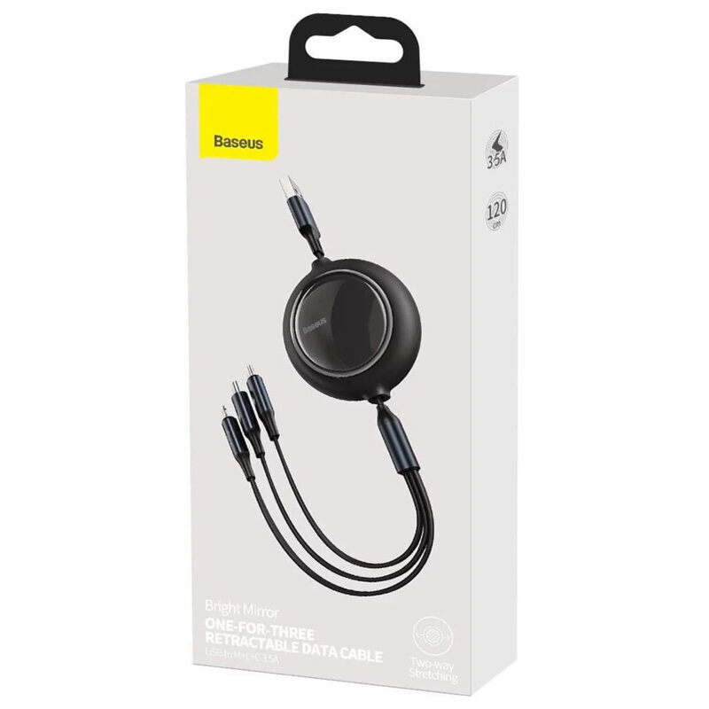 Cablu date Type-C, Micro-USB, Lightning Baseus, 1.2m, negru, CAMLT-MJ01