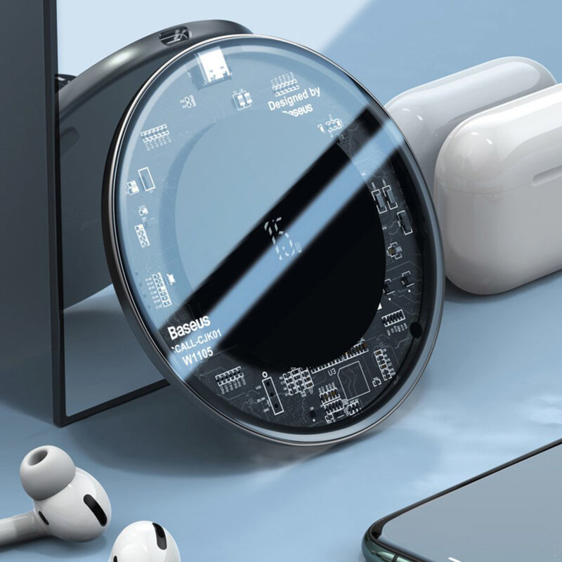 Incarcator wireless Baseus 15W, transparent, WXJK-BA02
