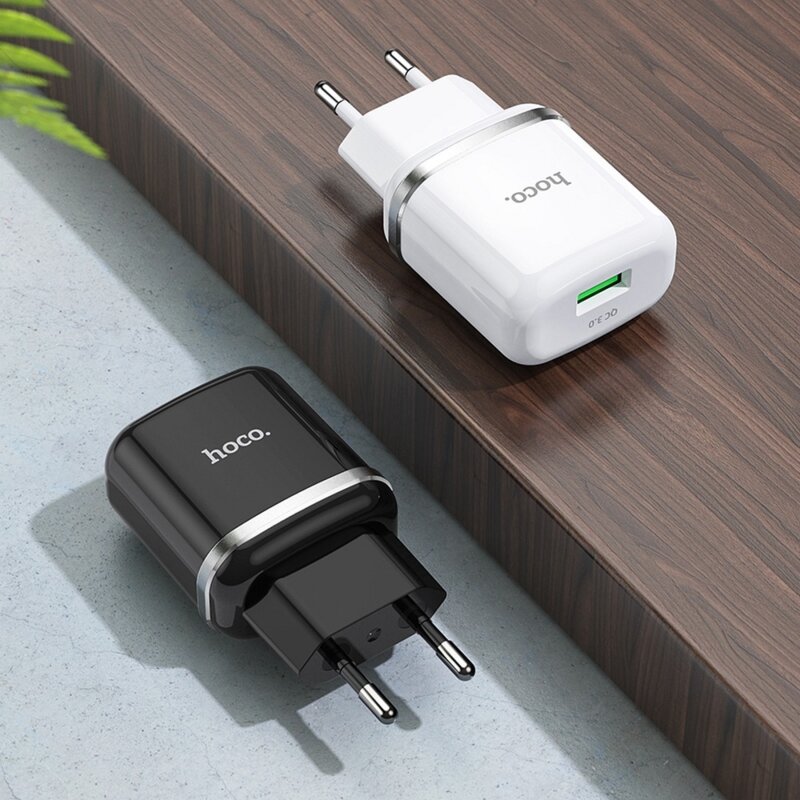 Incarcator priza Fast Charging USB 18W Hoco N3, negru