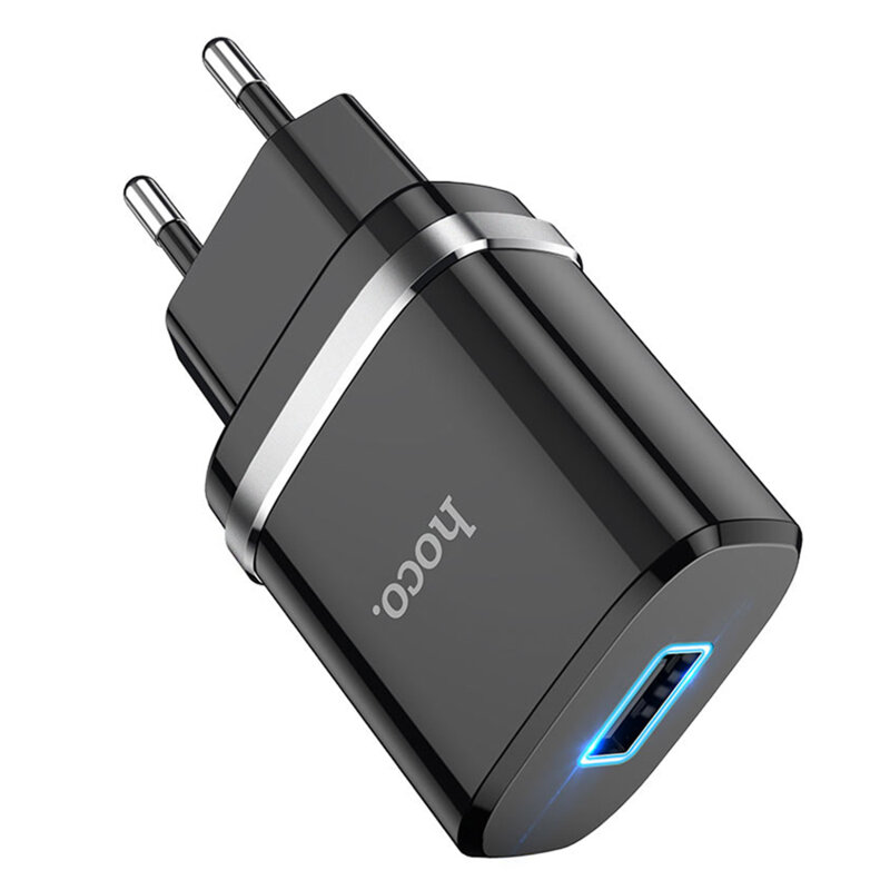 Incarcator priza USB + cablu Type-C Hoco N1, 2.4A, 12W, negru