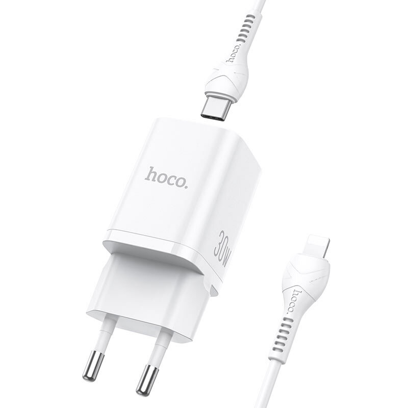 Incarcator priza USB, tip C 30W Hoco N13 + cablu iPhone, negru
