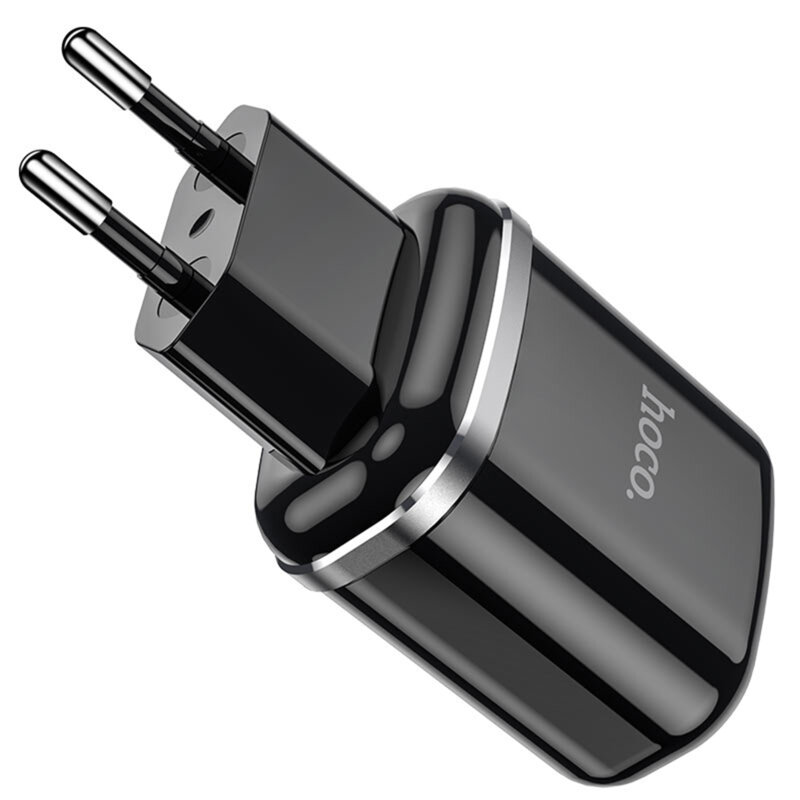 Incarcator priza 2xUSB Hoco N4 + cablu iPhone, 2.4A, negru
