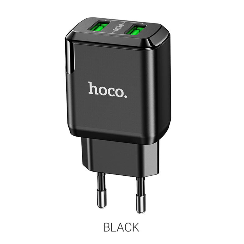Incarcator Super Fast Charger 2xUSB 18W Hoco N6, negru