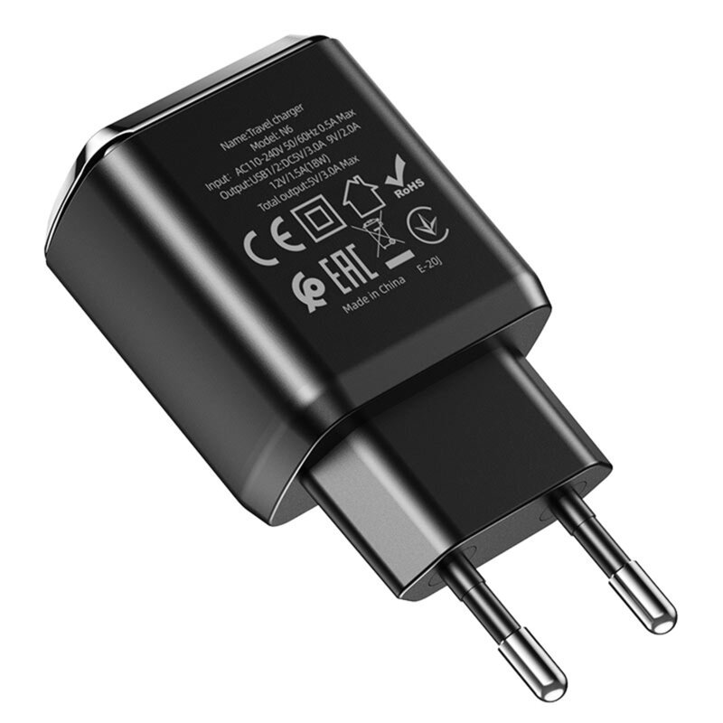 Incarcator Super Fast Charger 2xUSB 18W Hoco N6, negru