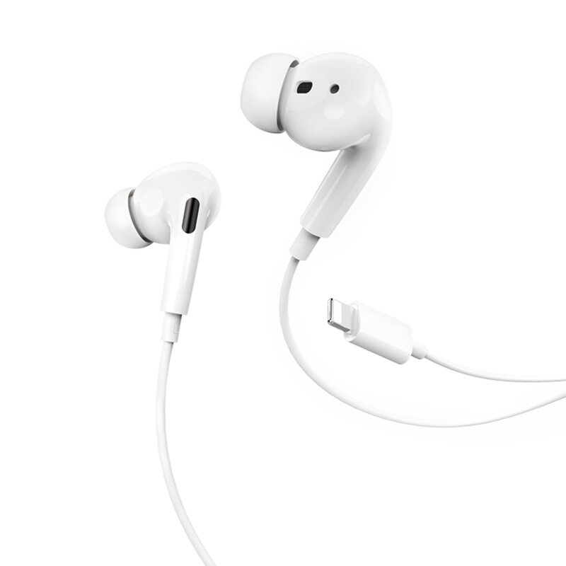 Casti in-ear cu fir Bluetooth Lightning Hoco M1 Pro, 1.2m, alb