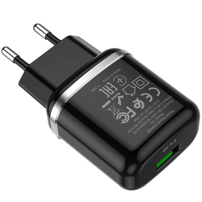 Incarcator USB Hoco N3, 18W + cablu Micro-USB, negru