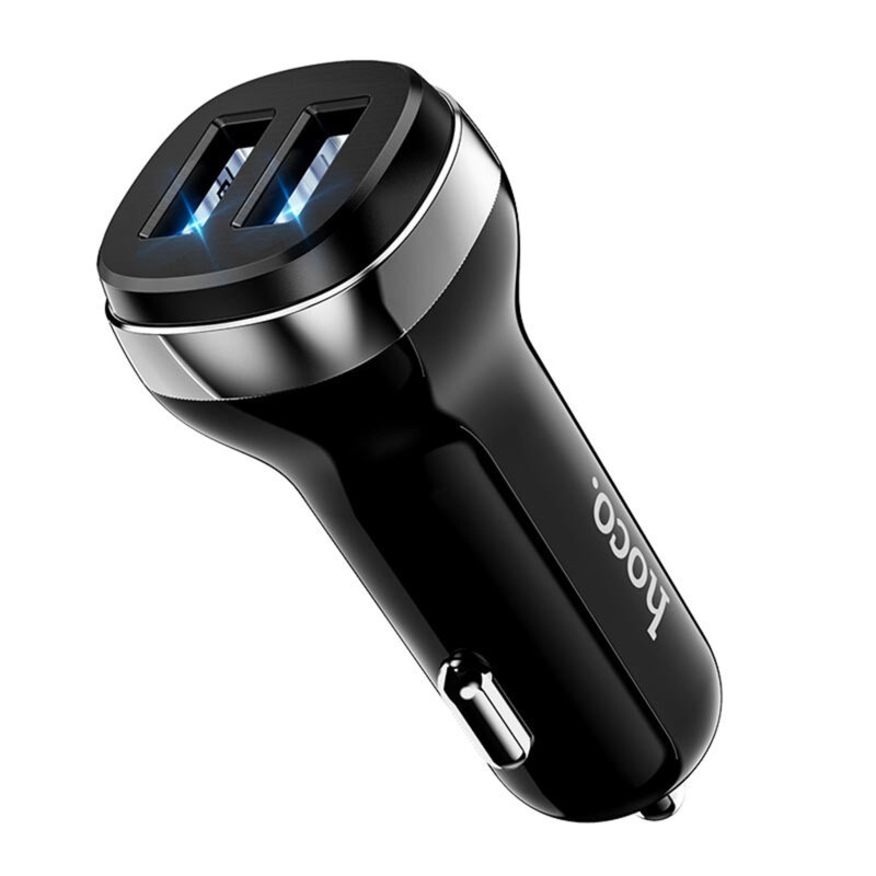 Incarcator auto 2xUSB Hoco Z40, 12W + cablu Lightning, negru