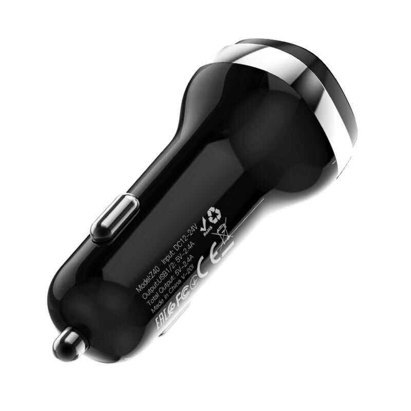 Incarcator auto 2xUSB Hoco Z40, 12W + cablu Lightning, negru