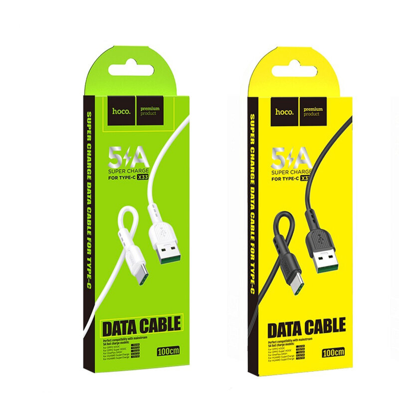 Cablu Super Fast Charging tip C Oppo VOOC Hoco X33, 5A, negru