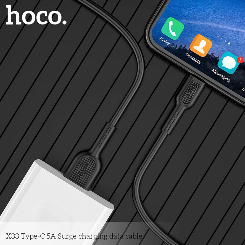 Cablu Super Fast Charging tip C Oppo VOOC Hoco X33, 5A, negru