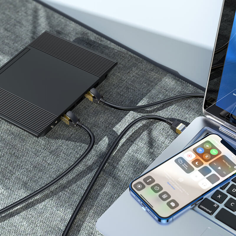 Cablu internet 2x RJ45, Ethernet, 1Gbps, 5m, Hoco US02