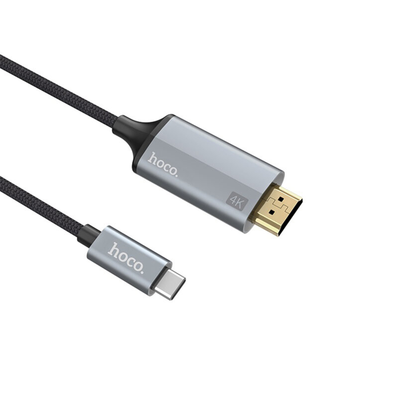 Cablu HDMI la USB-C, adaptor 4K 30Hz, 1.8m, Hoco UA13, gri