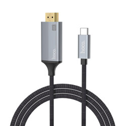 Cablu HDMI la USB-C, adaptor 4K 30Hz, 1.8m, Hoco UA13, gri