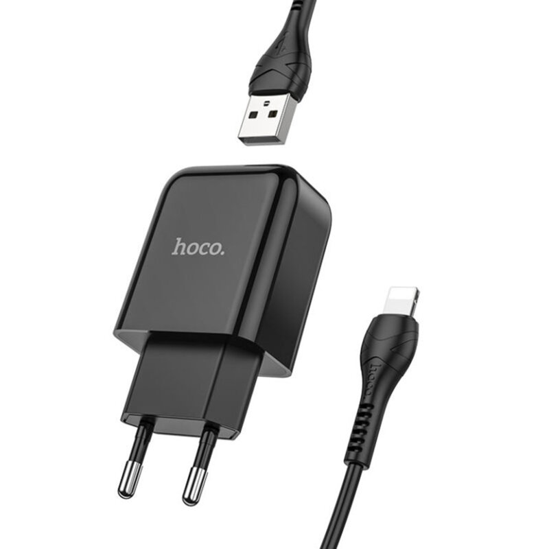 Incarcator USB Hoco N2 + cablu Lightning, 2.1A, negru