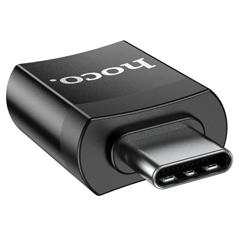 Adaptor OTG tip C la USB 2A, Plug & Play, Hoco UA17, negru