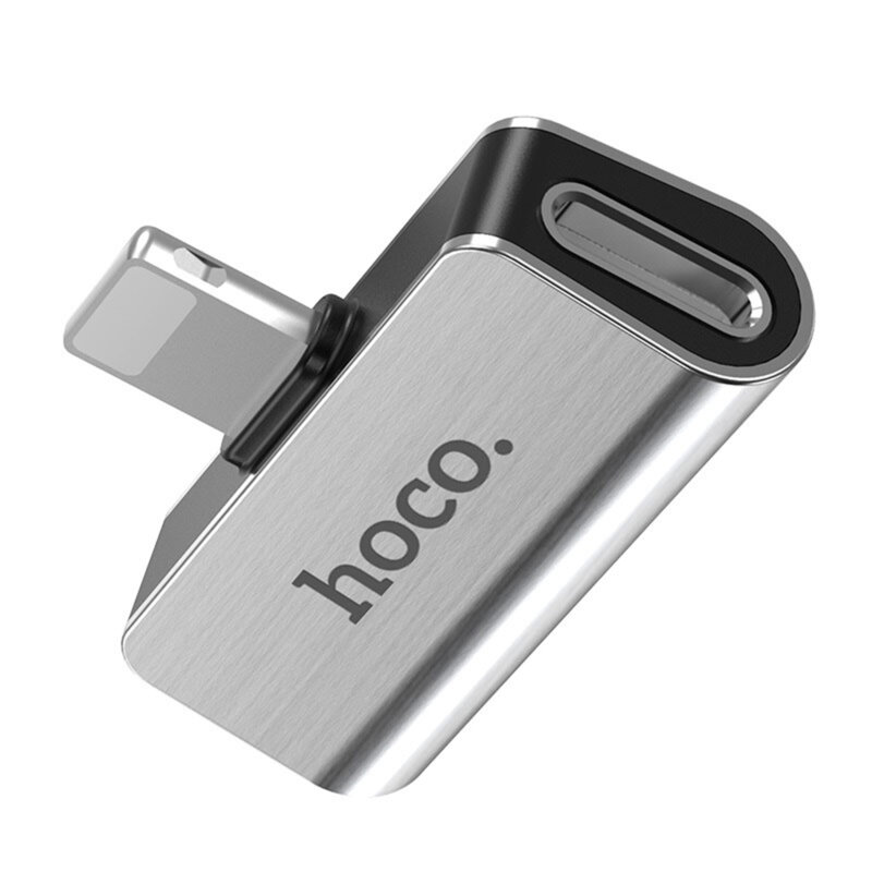 Adaptor casti iPhone la 2x Lightning Hoco LS24, argintiu