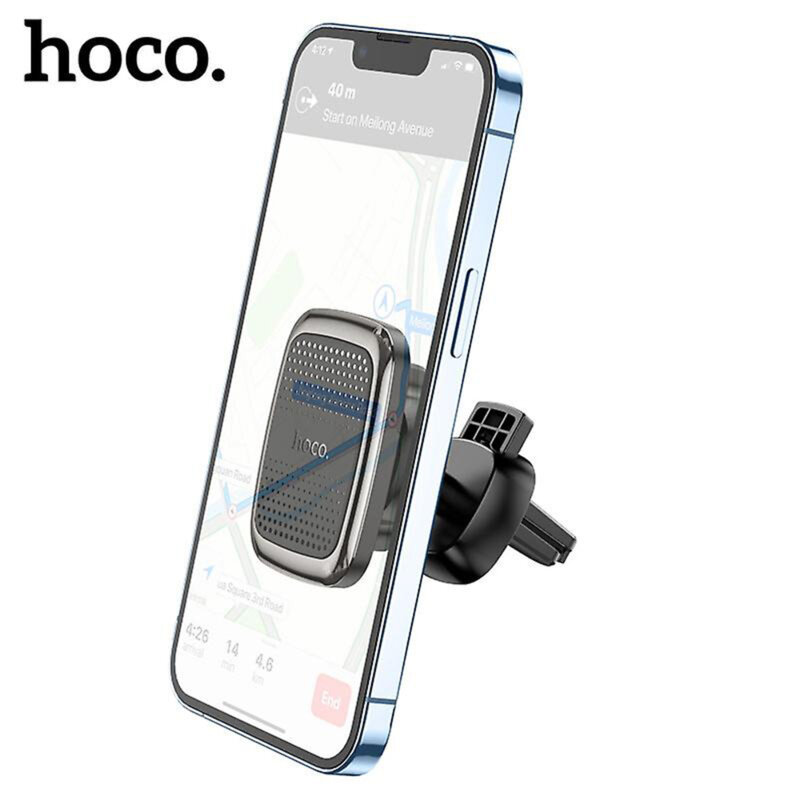 Suport telefon auto cu magnet pentru grila Hoco CA106, negru