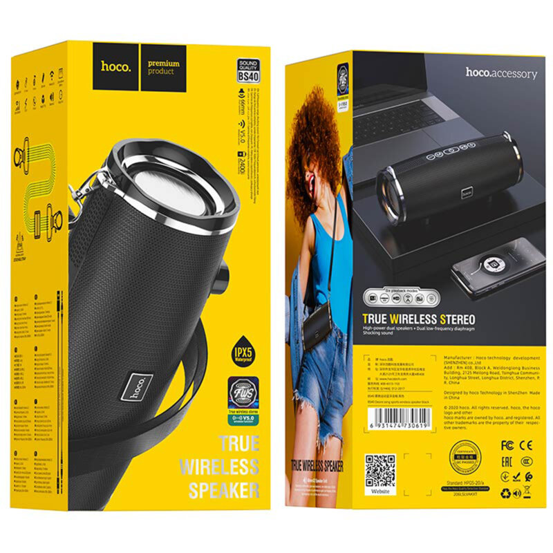 Boxa portabila TWS wireless Bluetooth Hoco BS40, negru